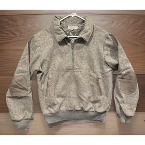 Vintage Green Mountain Woolens Tweed Jacket Sz M 1/4 Zip Wool Blend Made in USA